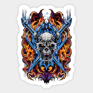 Steel and Fire Demon Skull Sticker